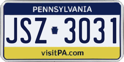 PA license plate JSZ3031