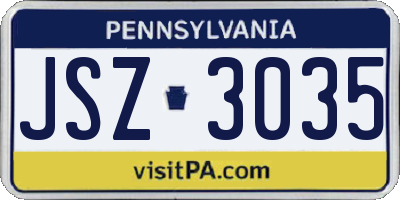 PA license plate JSZ3035