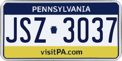 PA license plate JSZ3037