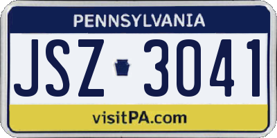 PA license plate JSZ3041