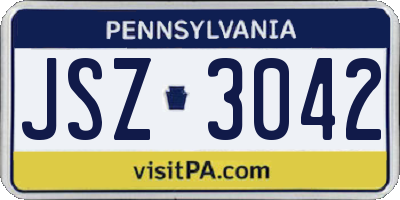 PA license plate JSZ3042