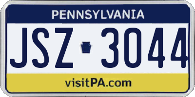 PA license plate JSZ3044
