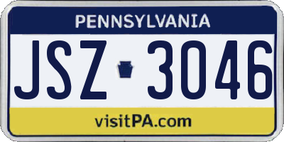 PA license plate JSZ3046