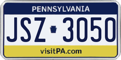 PA license plate JSZ3050