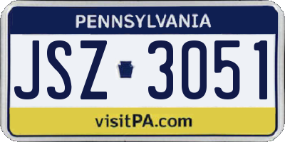 PA license plate JSZ3051
