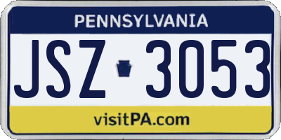 PA license plate JSZ3053