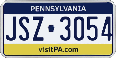 PA license plate JSZ3054