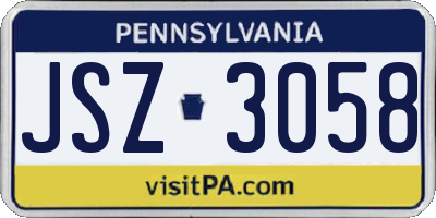PA license plate JSZ3058