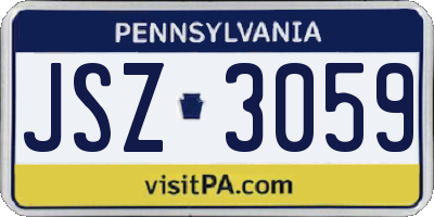 PA license plate JSZ3059