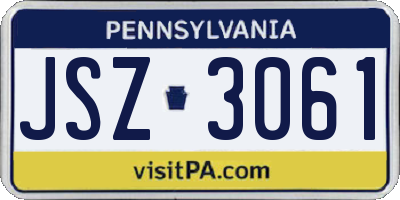 PA license plate JSZ3061