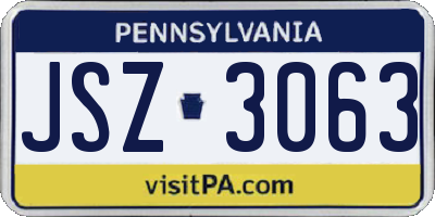 PA license plate JSZ3063