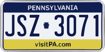 PA license plate JSZ3071