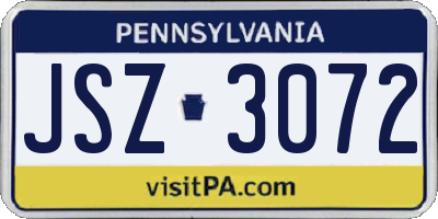 PA license plate JSZ3072