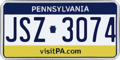 PA license plate JSZ3074