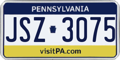 PA license plate JSZ3075