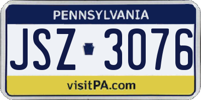PA license plate JSZ3076