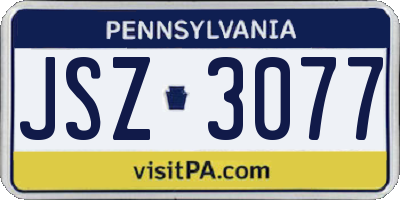 PA license plate JSZ3077