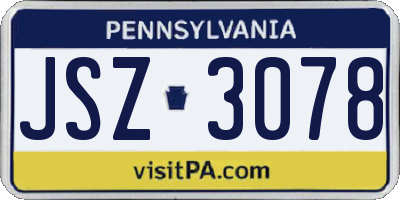 PA license plate JSZ3078