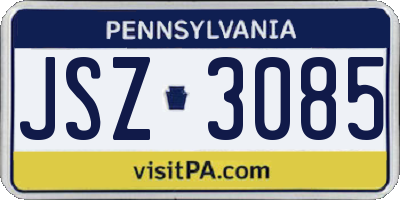 PA license plate JSZ3085