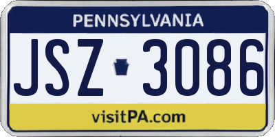 PA license plate JSZ3086