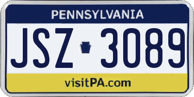 PA license plate JSZ3089