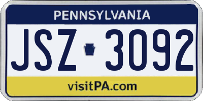 PA license plate JSZ3092