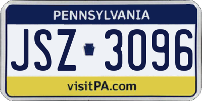 PA license plate JSZ3096