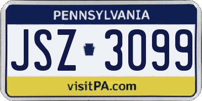 PA license plate JSZ3099