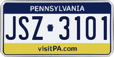PA license plate JSZ3101