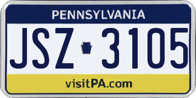 PA license plate JSZ3105