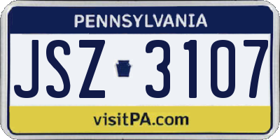 PA license plate JSZ3107