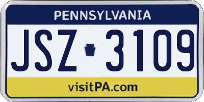 PA license plate JSZ3109