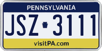 PA license plate JSZ3111