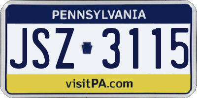 PA license plate JSZ3115
