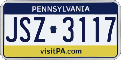 PA license plate JSZ3117