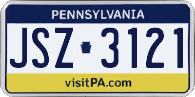 PA license plate JSZ3121