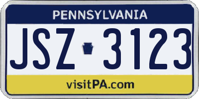 PA license plate JSZ3123
