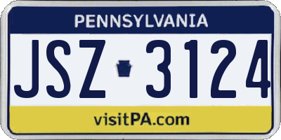 PA license plate JSZ3124