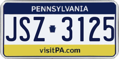PA license plate JSZ3125