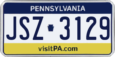 PA license plate JSZ3129