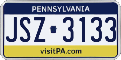 PA license plate JSZ3133