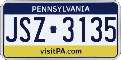 PA license plate JSZ3135