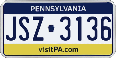 PA license plate JSZ3136