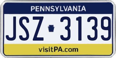 PA license plate JSZ3139