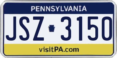 PA license plate JSZ3150
