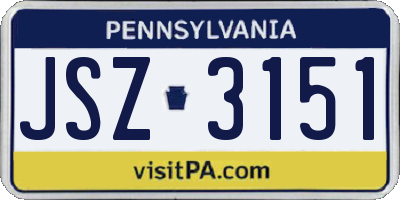 PA license plate JSZ3151