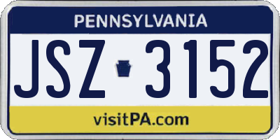 PA license plate JSZ3152