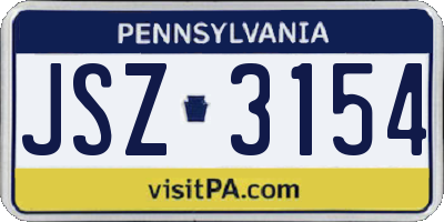PA license plate JSZ3154