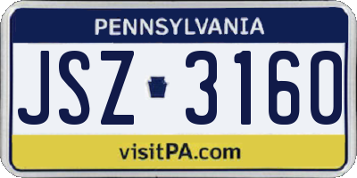 PA license plate JSZ3160
