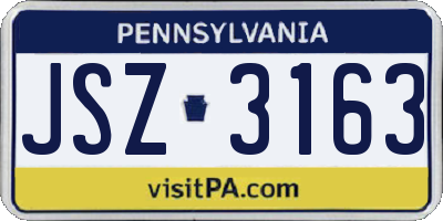 PA license plate JSZ3163